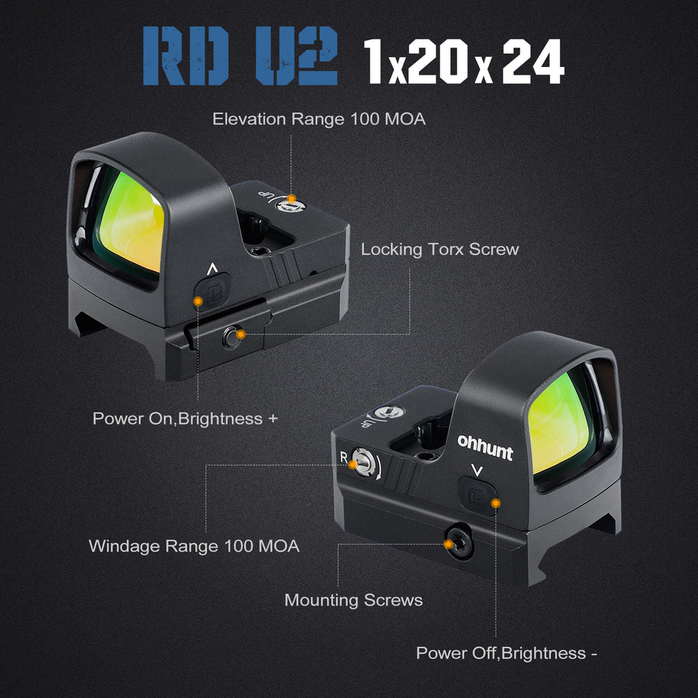 ohhunt RD U2 3 MOA Micro Shake Awake Red Dot Sight 10 Brightness Levels
