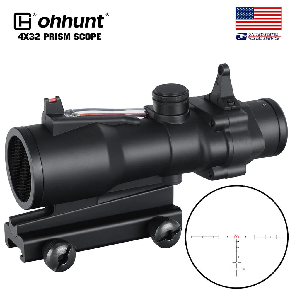 ohhunt® 4X32 Prism Scope Red Optic Fiber Sight
