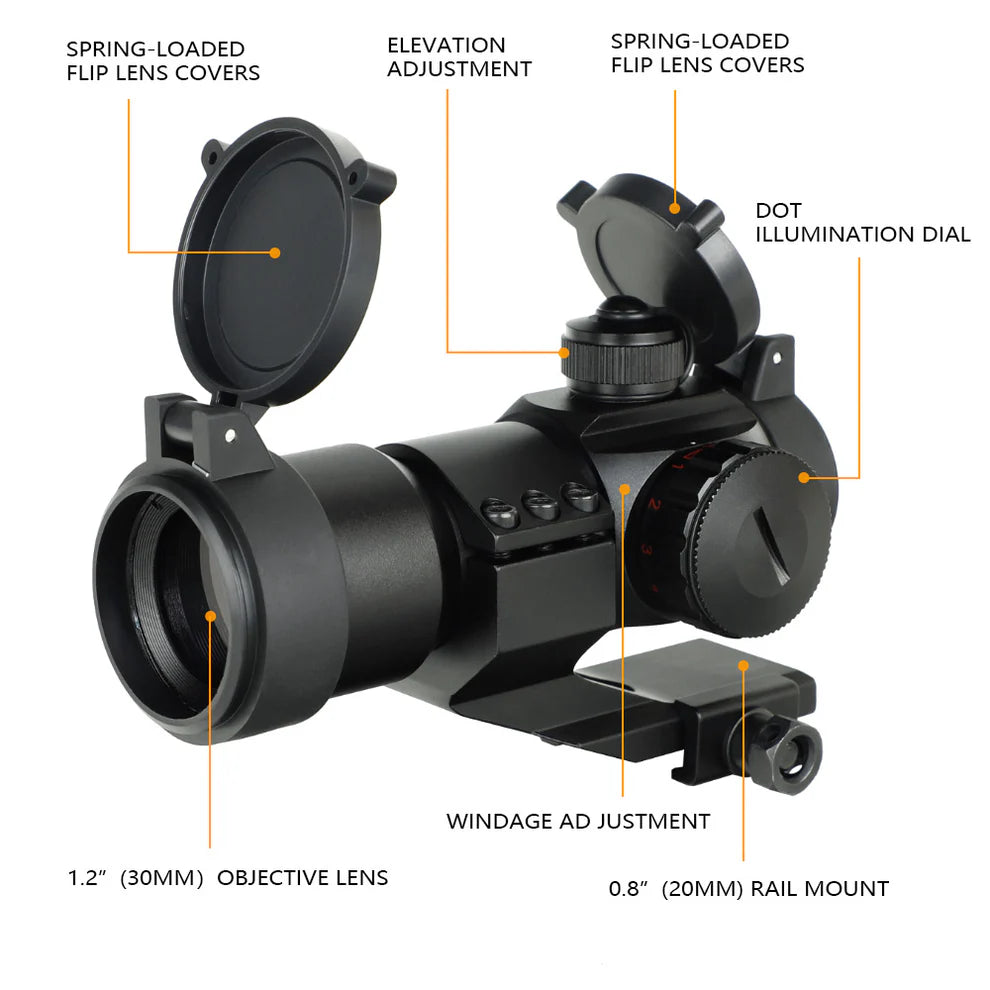 ohhunt 4 MOA Red/Green Reticle Reflex Red Dot Sight with Cantilever Picatinny Mount