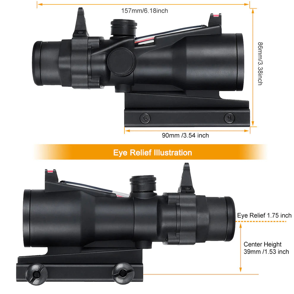 ohhunt® 4X32 Prism Scope Red Optic Fiber Sight