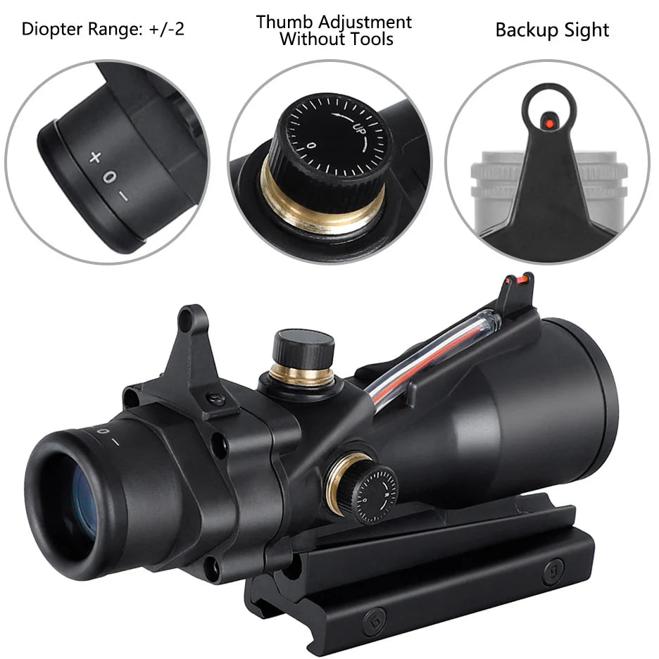 ohhunt® 4X32 Prism Scope Red Optic Fiber Sight