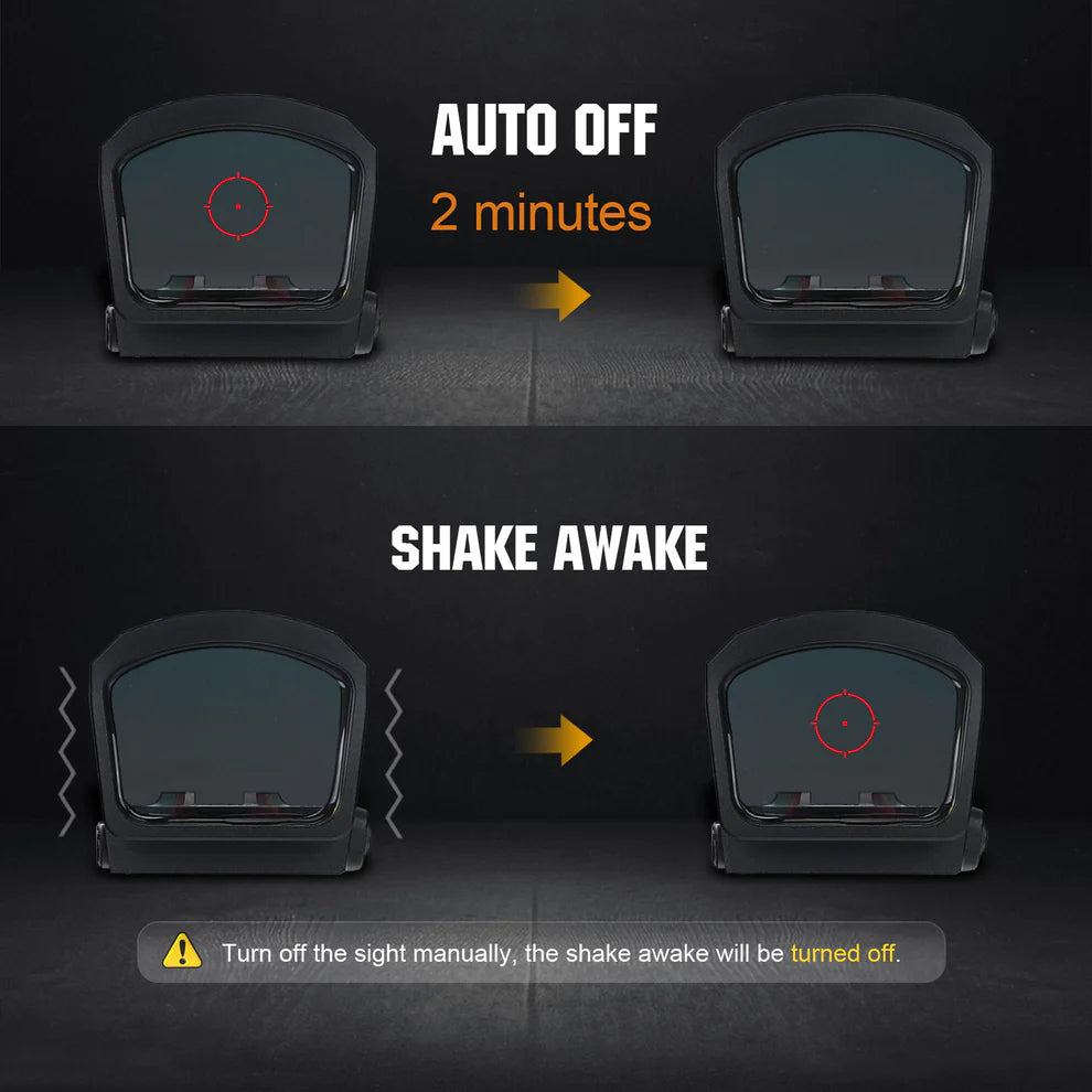 ohhunt® RD U4MR Extra-Large Window Shake Awake Red Dot Sight with Multi-Reticle, Solar Panel, Side-Mounted Battery, RMR Footprint Cut & Picatinny Mount