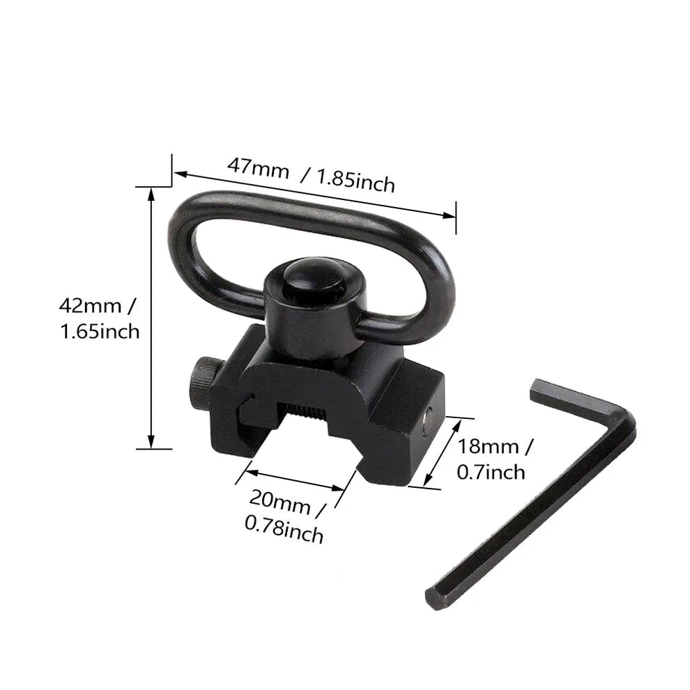Picatinny Rail Mounted Sling Adapter W/ Push Button QD Swivel