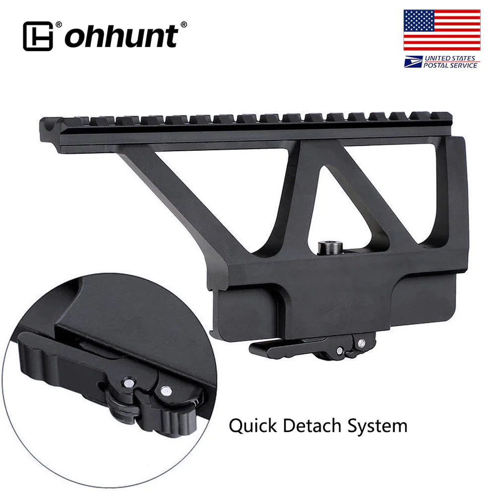 ohhunt AK Side Rail Scope Mount with Quick Detach System Picatinny Rail for AK47 AK74