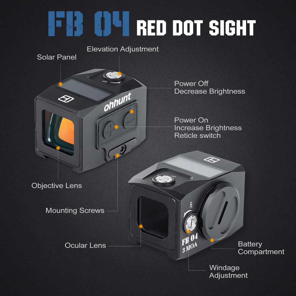 ohhunt FB O4 Motion Awake Closed Emitter Solar Red Dot Sight