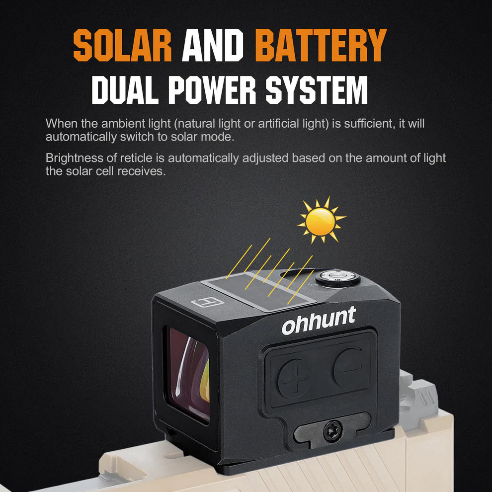 ohhunt FB O4 Motion Awake Closed Emitter Solar Red Dot Sight