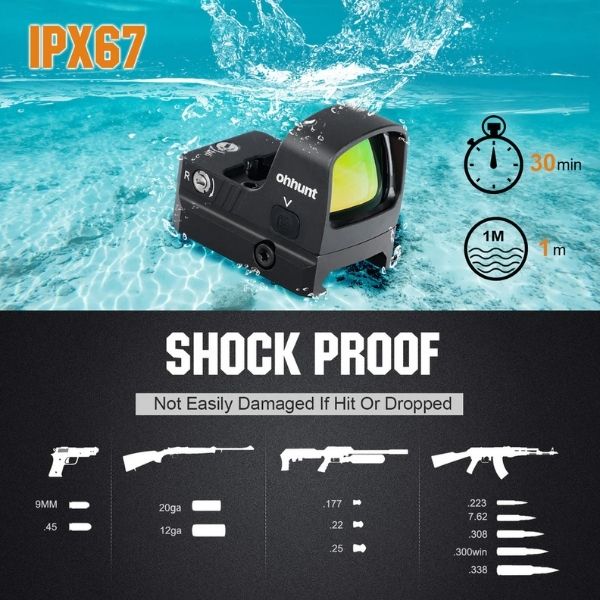 ohhunt RD U2 3 MOA Micro Shake Awake Red Dot Sight 10 Brightness Levels