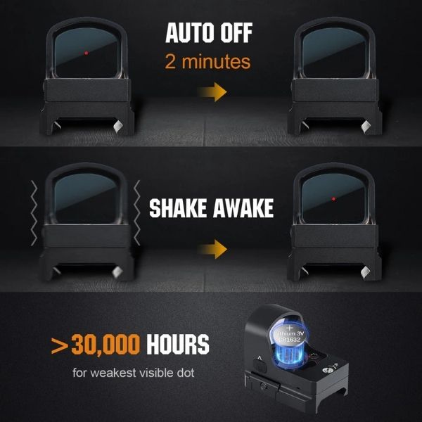 ohhunt RD U2 3 MOA Micro Shake Awake Red Dot Sight 10 Brightness Levels